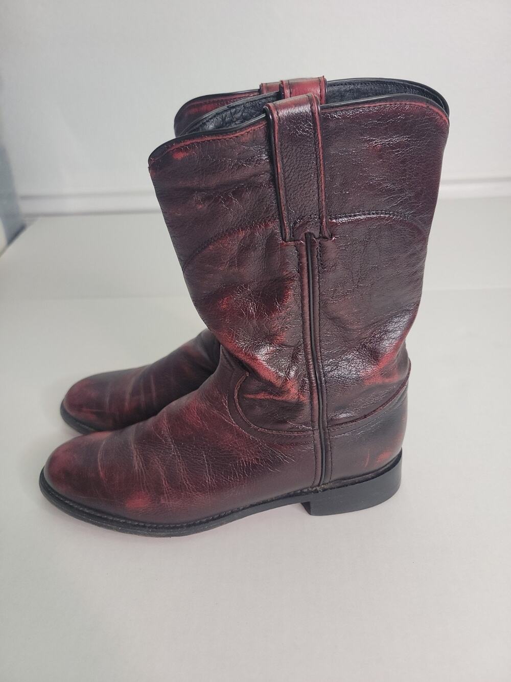 Dan Post Boots Mens SZ 9.5M Elgin Oxblood Leather Roper Western Rodeo 4181